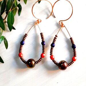 bohemian earrings 600# Eclectic earrings bohemian glass purple red boho earrings